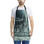 Howling Snowy Wolf Painting Print Apron