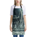 Howling Snowy Wolf Painting Print Apron