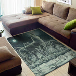Howling Snowy Wolf Painting Print Area Rug