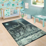 Howling Snowy Wolf Painting Print Area Rug