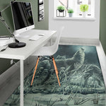 Howling Snowy Wolf Painting Print Area Rug