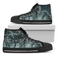 Howling Snowy Wolf Painting Print Black High Top Sneakers