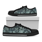 Howling Snowy Wolf Painting Print Black Low Top Shoes