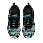 Howling Snowy Wolf Painting Print Black Sneakers
