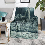 Howling Snowy Wolf Painting Print Blanket