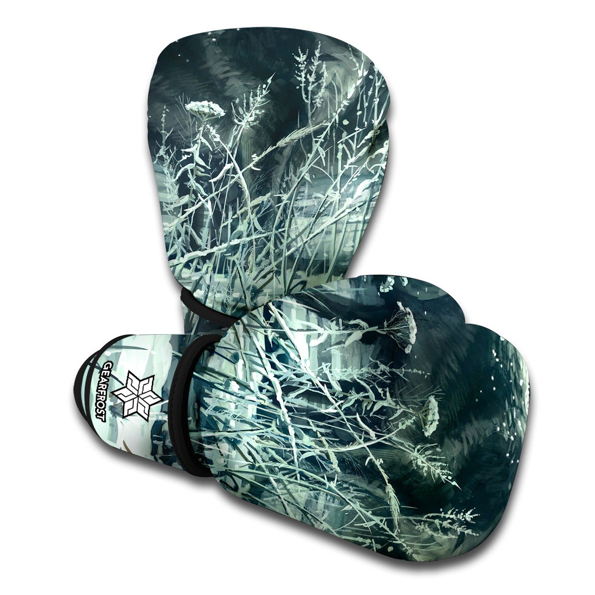 Howling Snowy Wolf Painting Print Boxing Gloves