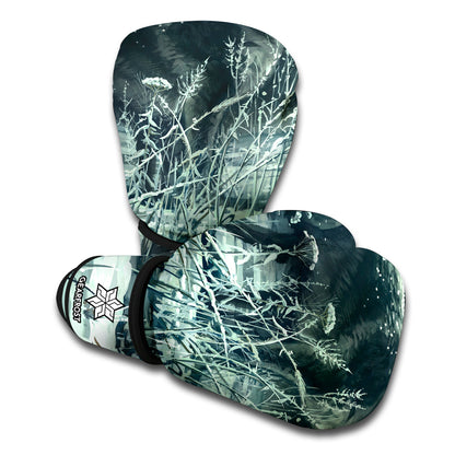 Howling Snowy Wolf Painting Print Boxing Gloves