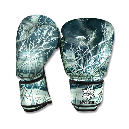 Howling Snowy Wolf Painting Print Boxing Gloves