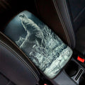 Howling Snowy Wolf Painting Print Car Center Console Cover