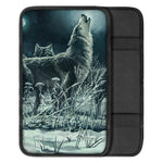 Howling Snowy Wolf Painting Print Car Center Console Cover