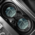 Howling Snowy Wolf Painting Print Car Coasters