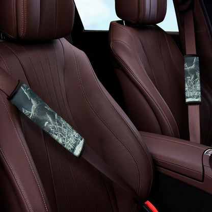 Howling Snowy Wolf Painting Print Car Seat Belt Covers