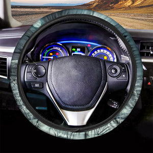 Howling Snowy Wolf Painting Print Car Steering Wheel Cover