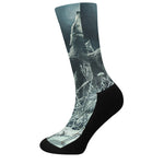 Howling Snowy Wolf Painting Print Crew Socks
