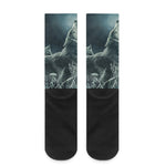 Howling Snowy Wolf Painting Print Crew Socks