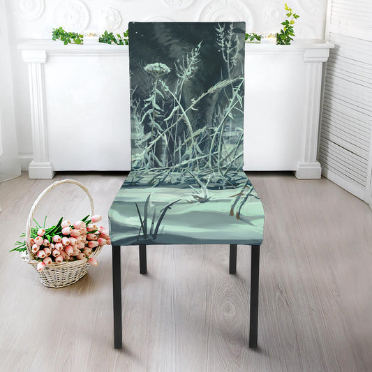 Howling Snowy Wolf Painting Print Dining Chair Slipcover