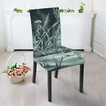 Howling Snowy Wolf Painting Print Dining Chair Slipcover