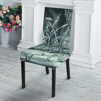 Howling Snowy Wolf Painting Print Dining Chair Slipcover
