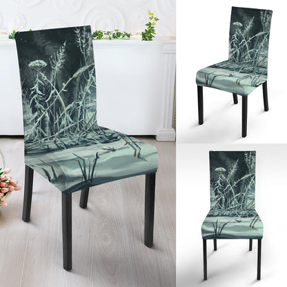 Howling Snowy Wolf Painting Print Dining Chair Slipcover