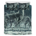 Howling Snowy Wolf Painting Print Duvet Cover Bedding Set