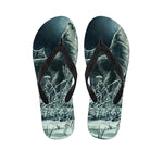 Howling Snowy Wolf Painting Print Flip Flops