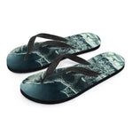 Howling Snowy Wolf Painting Print Flip Flops
