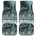 Howling Snowy Wolf Painting Print Front and Back Car Floor Mats