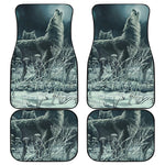 Howling Snowy Wolf Painting Print Front and Back Car Floor Mats