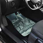 Howling Snowy Wolf Painting Print Front and Back Car Floor Mats
