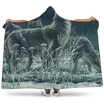 Howling Snowy Wolf Painting Print Hooded Blanket