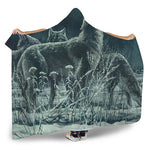 Howling Snowy Wolf Painting Print Hooded Blanket