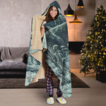 Howling Snowy Wolf Painting Print Hooded Blanket
