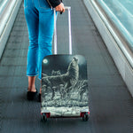 Howling Snowy Wolf Painting Print Luggage Cover