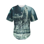 Howling Snowy Wolf Painting Print Men's Baseball Jersey