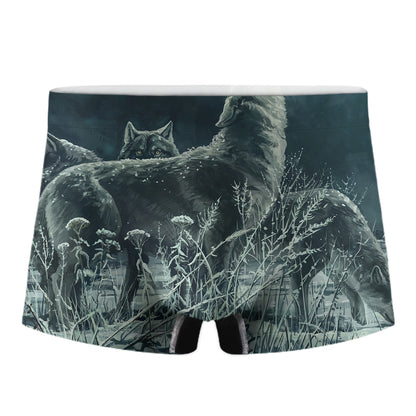 Howling Snowy Wolf Painting Print Men's Boxer Briefs