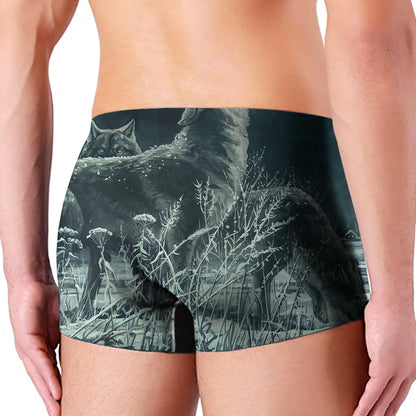 Howling Snowy Wolf Painting Print Men's Boxer Briefs