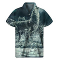 Howling Snowy Wolf Painting Print Men's Short Sleeve Shirt