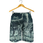 Howling Snowy Wolf Painting Print Men's Shorts