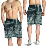 Howling Snowy Wolf Painting Print Men's Shorts