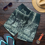 Howling Snowy Wolf Painting Print Men's Shorts