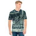 Howling Snowy Wolf Painting Print Men's T-Shirt
