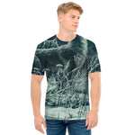 Howling Snowy Wolf Painting Print Men's T-Shirt
