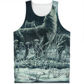 Howling Snowy Wolf Painting Print Men's Tank Top
