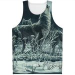 Howling Snowy Wolf Painting Print Men's Tank Top