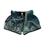 Howling Snowy Wolf Painting Print Muay Thai Boxing Shorts