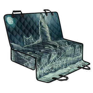 Howling Snowy Wolf Painting Print Pet Car Back Seat Cover