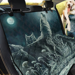 Howling Snowy Wolf Painting Print Pet Car Back Seat Cover