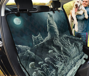 Howling Snowy Wolf Painting Print Pet Car Back Seat Cover