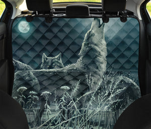 Howling Snowy Wolf Painting Print Pet Car Back Seat Cover