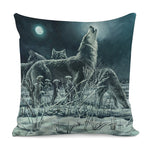 Howling Snowy Wolf Painting Print Pillow Cover